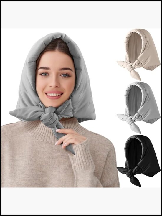 Synthetic Down Hooded Scarf Hat Balaclava Set Warm Winter Beanie Windproof main image 7